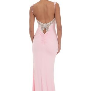 Lucy in the Sky Pink Butterfly Open Back Dress